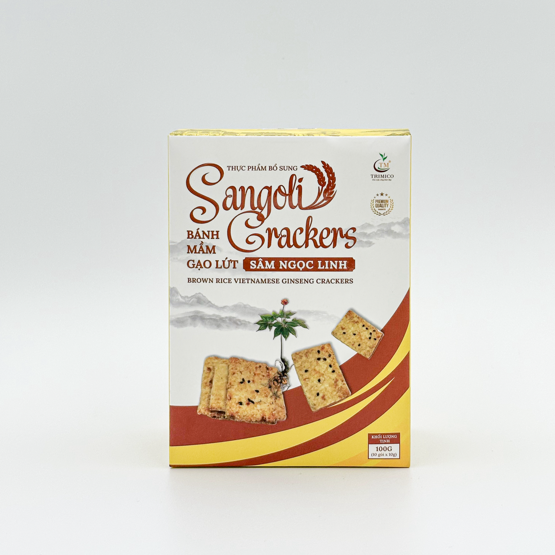 Sangoli Crackers - Bánh Mầm Gạo Lứt Sâm Ngọc Linh