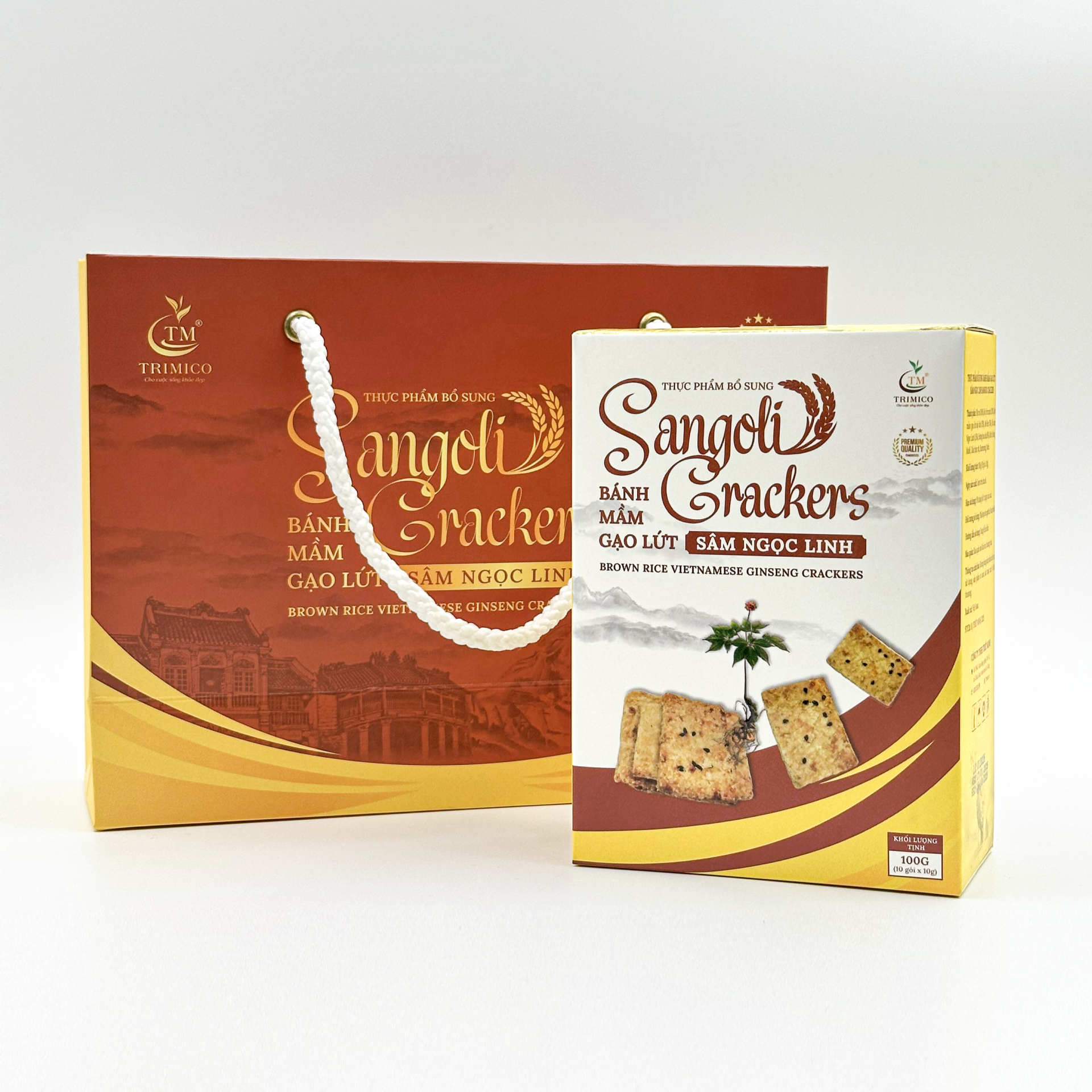 Sangoli Crackers - Bánh Mầm Gạo Lứt Sâm Ngọc Linh