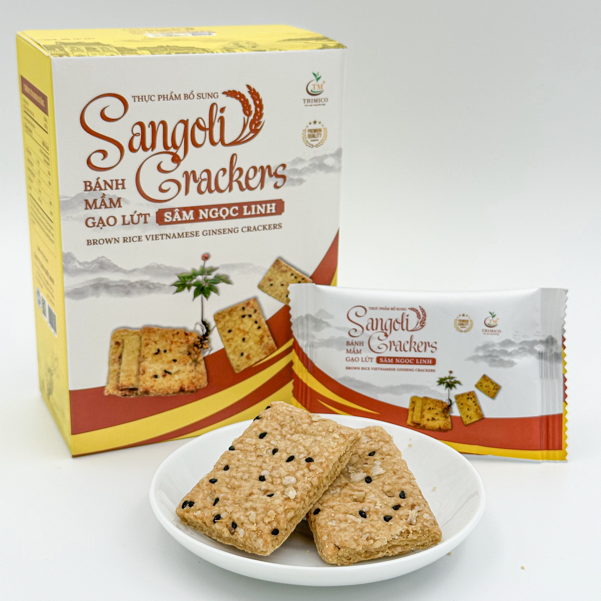 Sangoli Crackers - Bánh Mầm Gạo Lứt Sâm Ngọc Linh