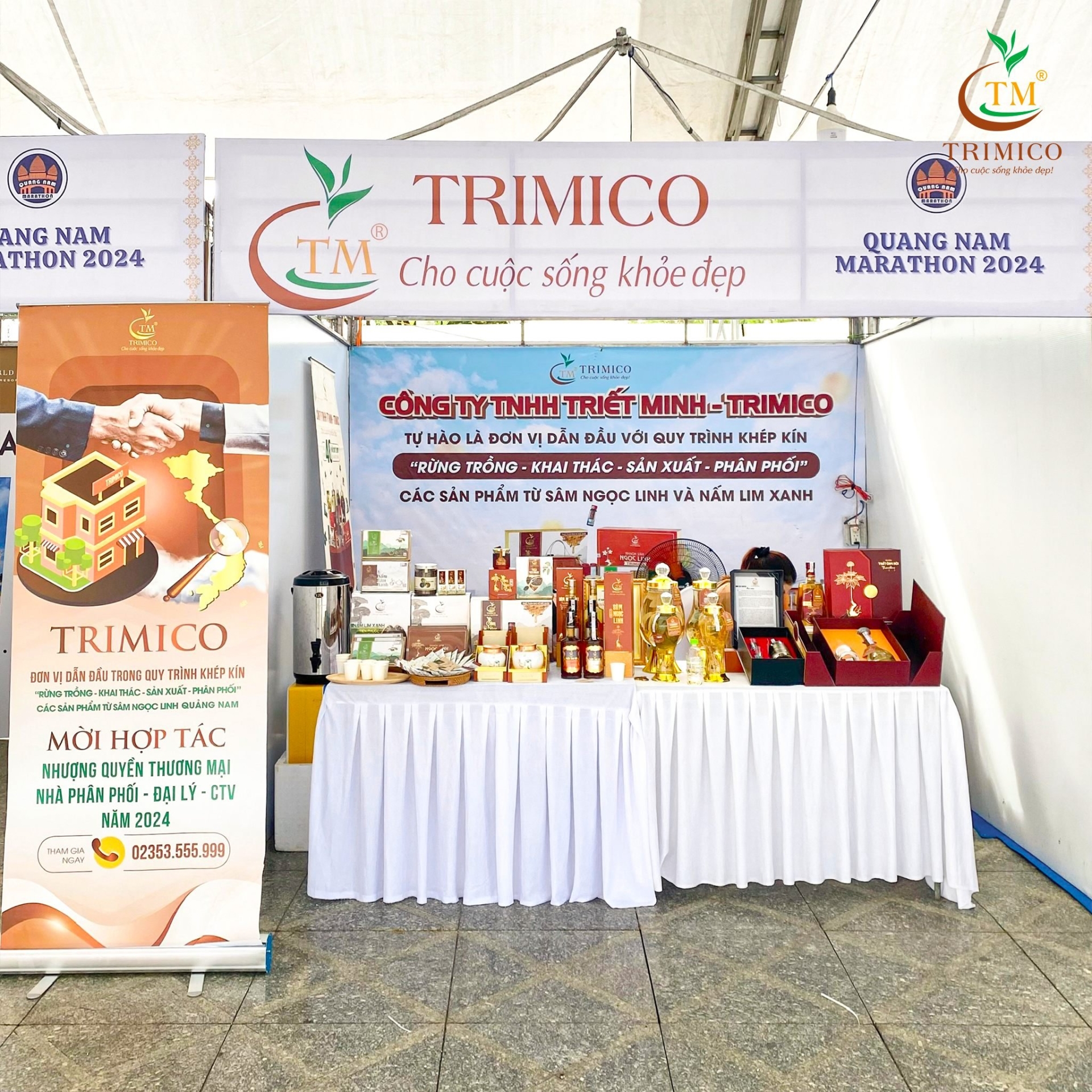 Gian hàng của TRIMICO tại Marathon Tam kỳ