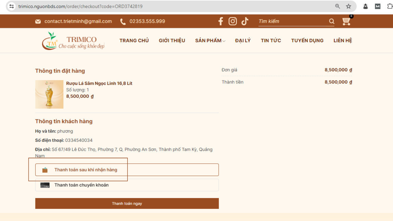 Thanh toán khi nhận hàng