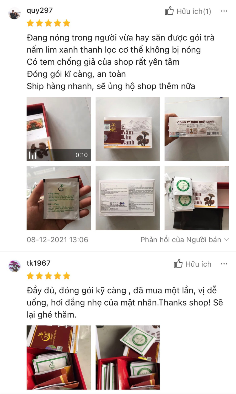Review trà nấm Lim Xanh