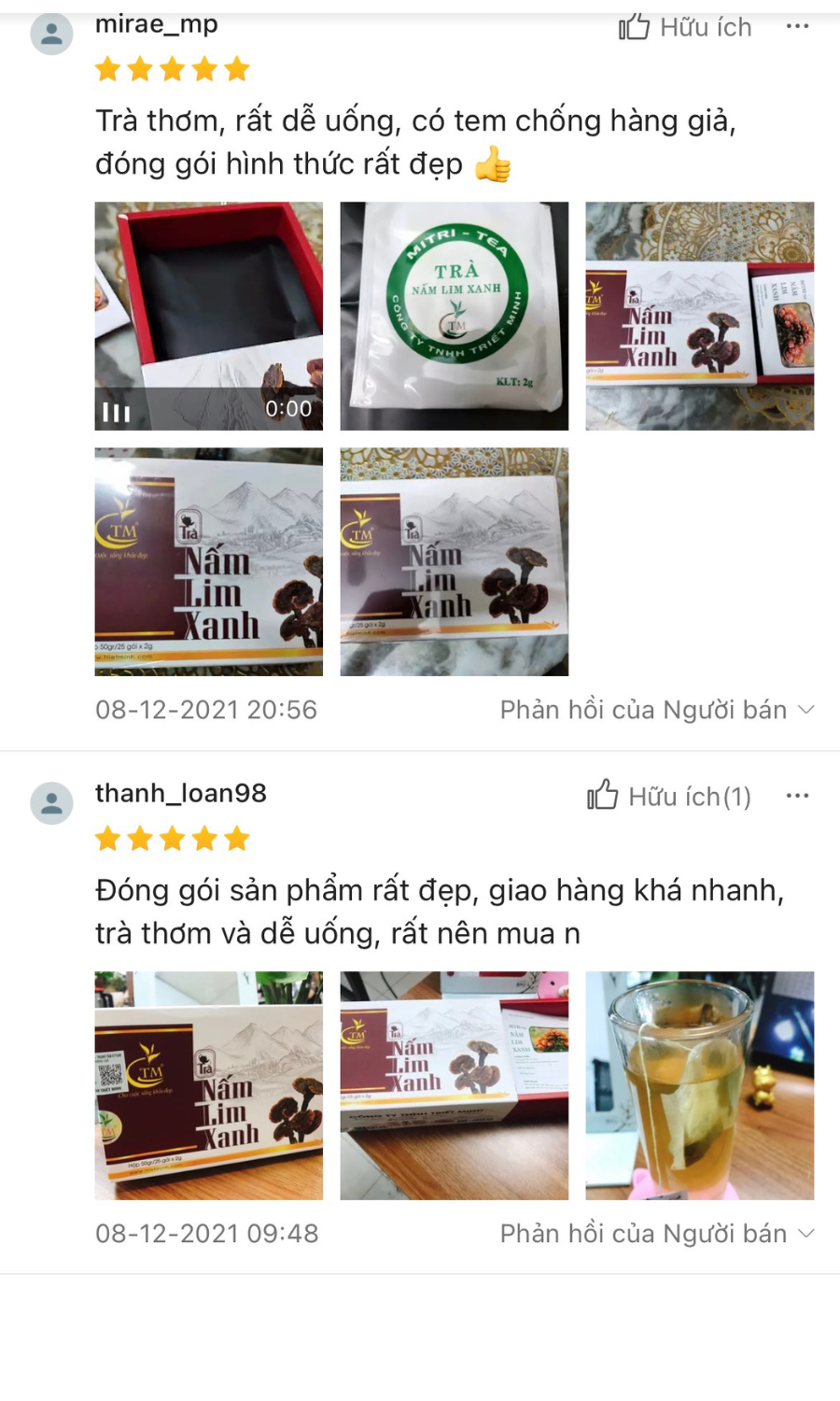 Review về trà nấm Lim Xanh