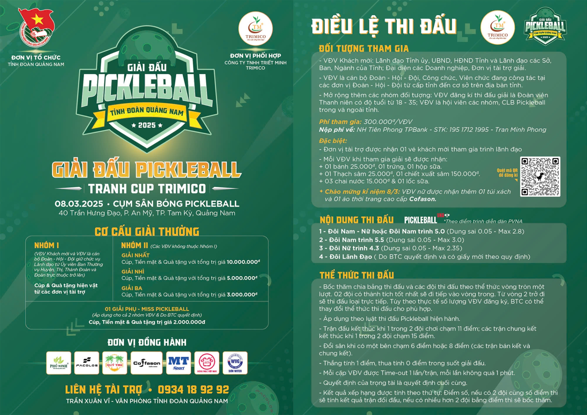 GIẢI ĐẤU PICKLEBALL TRANH CÚP TRIMICO